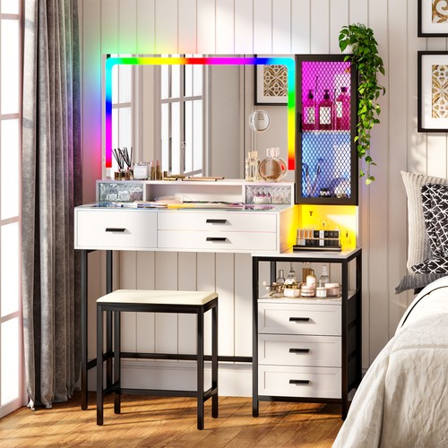 Vanity desk with mirror - desk,