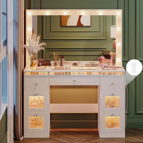 Vanity desk with - mirror, and