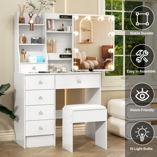 Vanity table set with led - set,