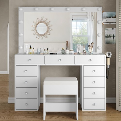 Vanity desk with mirror - desk,