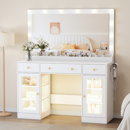 Makeup vanity with large - with,