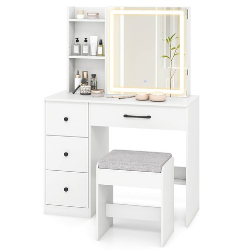 Vanity desk sliding mirror - desk, w/sliding