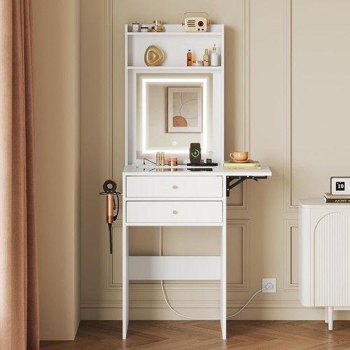 Small white vanity desk - white,