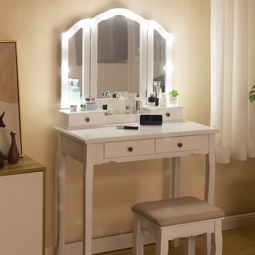 Tri fold makeup vanity - set, w/