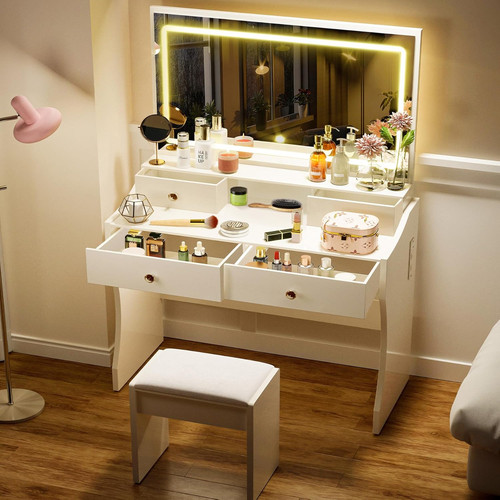 Makeup vanity desk with - makeup, mirror