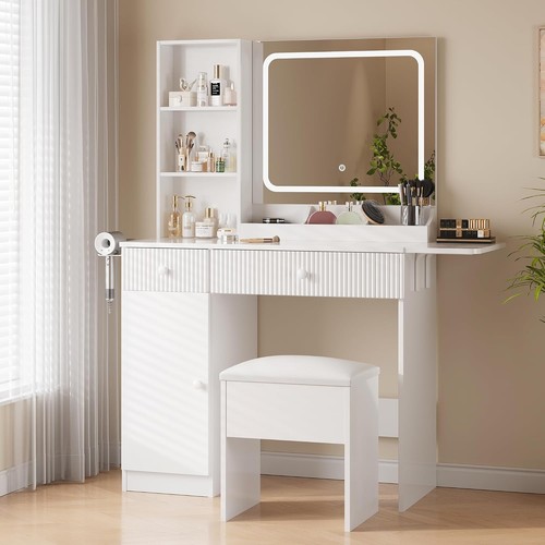 Vanity desk with - with, mirror