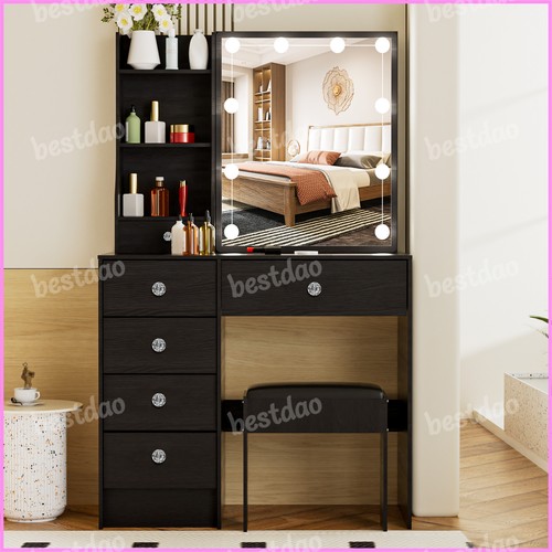 Drawers vanity set with led - vanity,