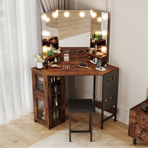 Corner vanity desk and - vanity,