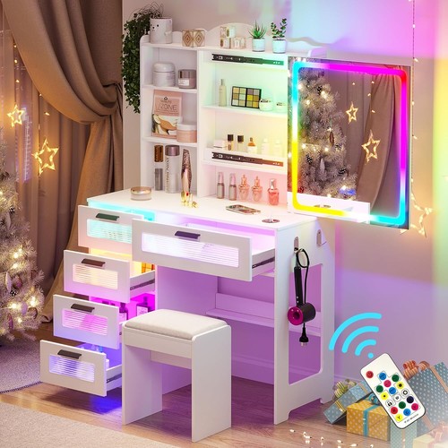 Vanity desk with - with, sliding