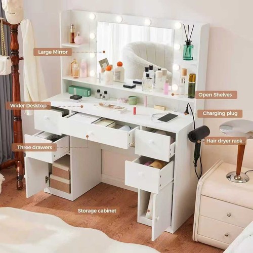 White makeup vanity - white, desk