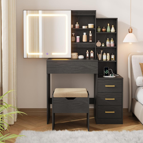 Vanity desk with mirror - desk, and