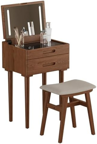 Chic walnut vanity desk - walnut,