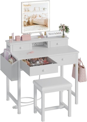 White makeup vanity - white, with