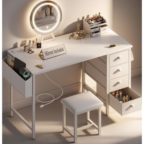 White vanity desk with - white,
