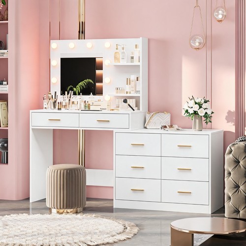 Modern vanity desk with mirror - desk,