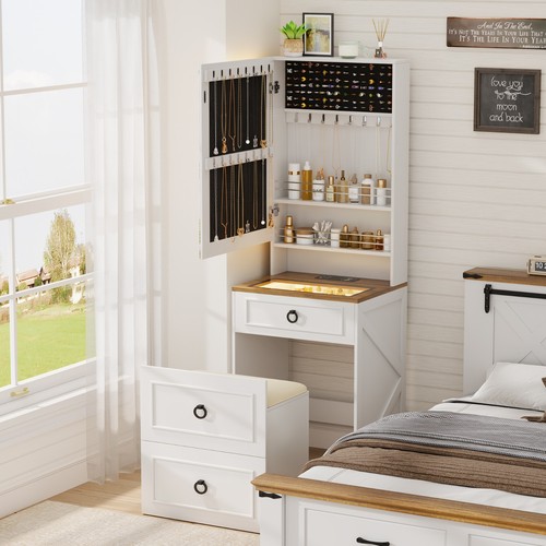 Vanity desk with mirror - 3-in-1,