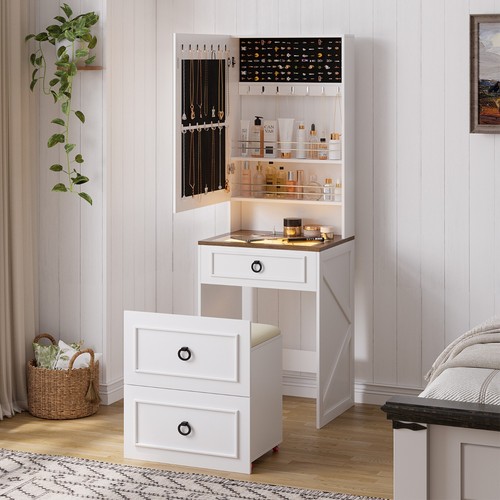 Makeup vanity desk with mirror - desk,