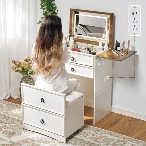 Makeup vanity desk with mirror - with,