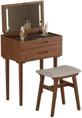 Chic walnut vanity desk - vanity, &