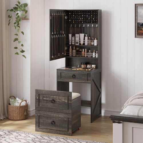 Vanity desk with mirror - desk, and