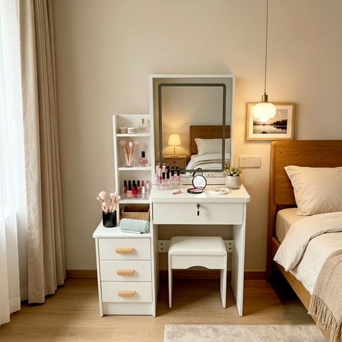 Modern vanity desk with - with, mirror