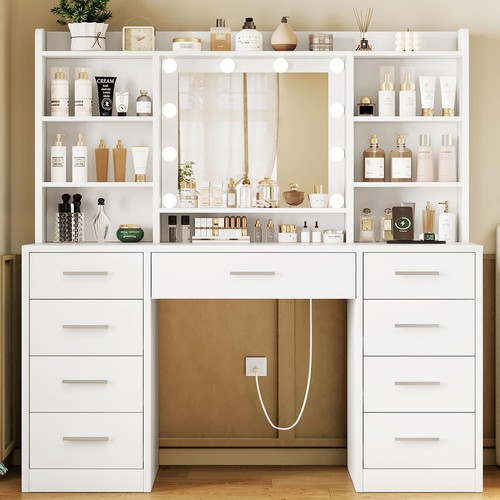 Vanity desk with mirror and - desk,