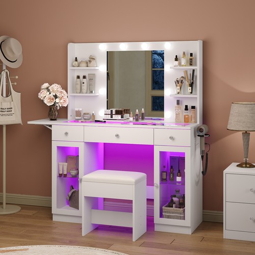 Makeup vanity desk with mirror - makeup,