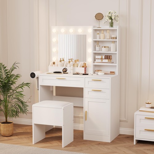 White led lighted mirror - white,