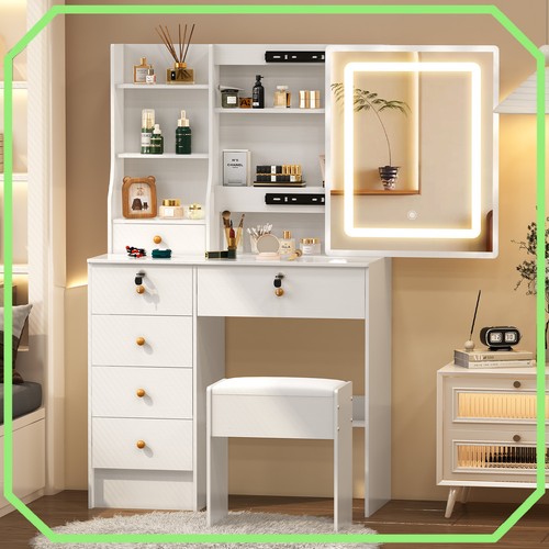 Vanity desk with mirror and - vanity,